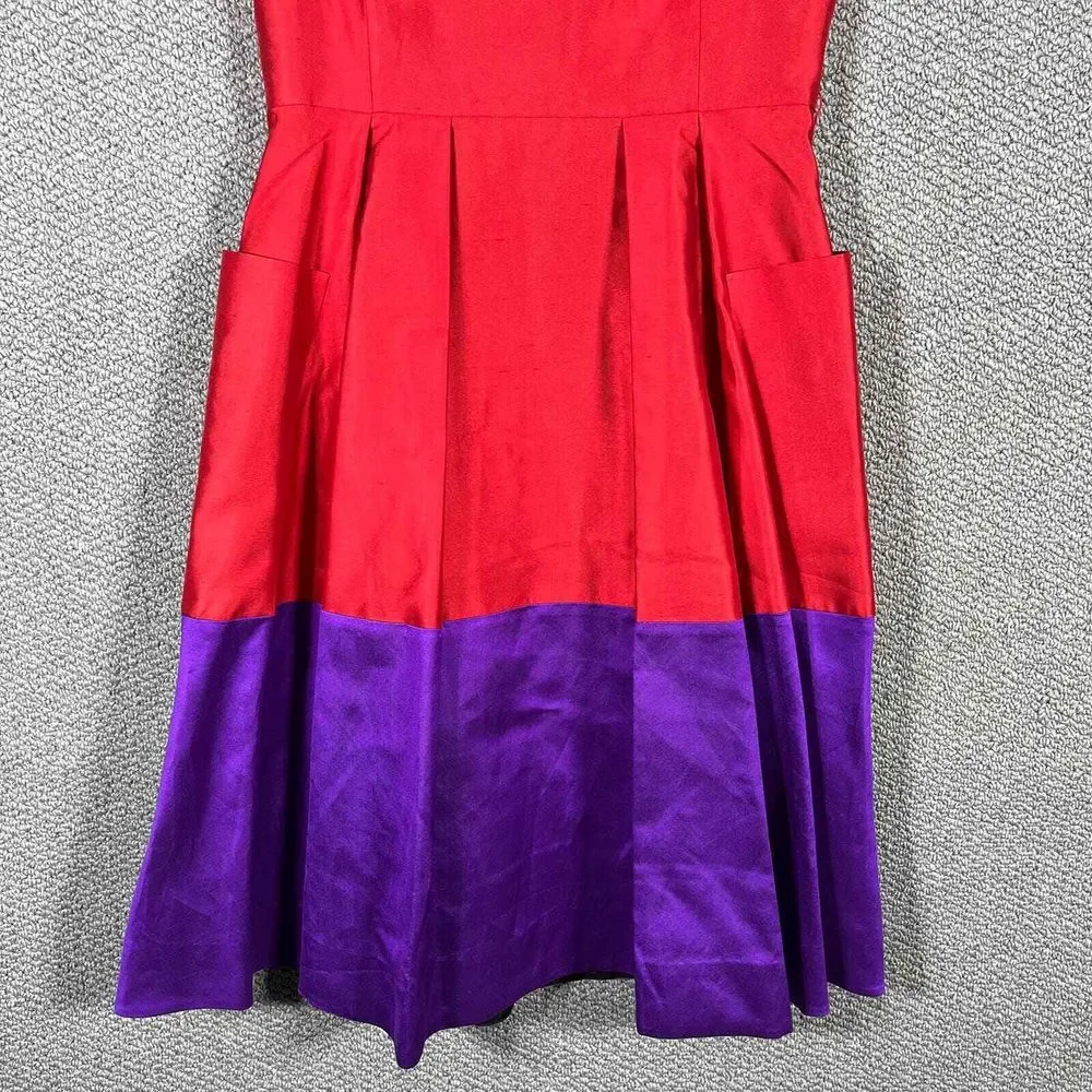 Kate Spade Zahara Dress‎ Womens 8 Purple Black Red Colorblock Silk Sleeveless